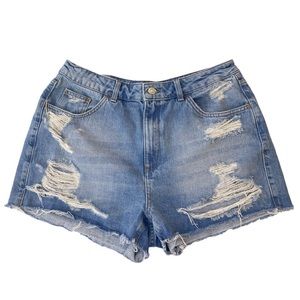 Topshop Distressed Denim Mom Shorts